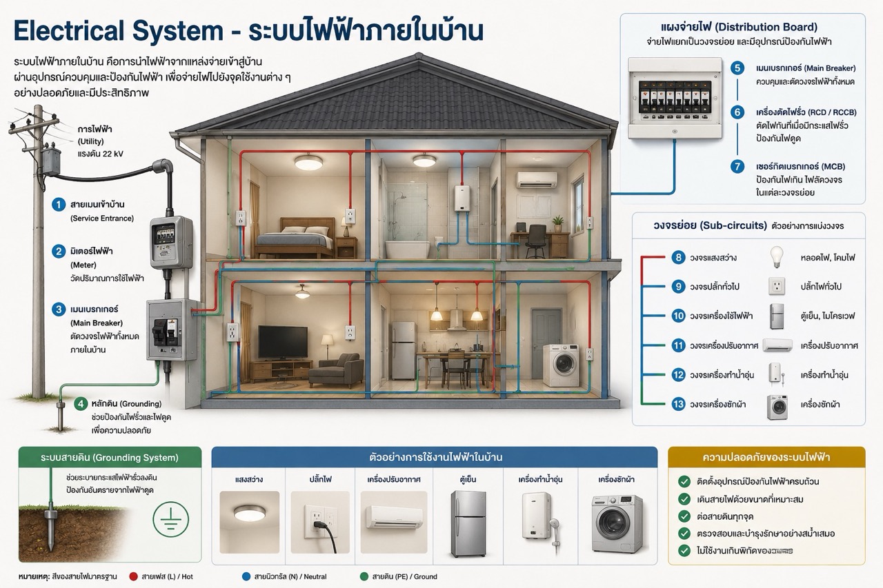 แผนผังระบบไฟฟ้าภายในบ้าน